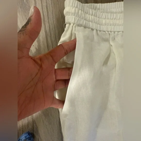NWT Zara White Linen Wide-Leg Pants - Picture 4 of 14